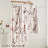 Fashion Print Flower 2PCS Pajamas Set Women Sleepwear Spring Summer Trouser Suits Lounge Wear Loose Satin Homewear Pijamas Suit
