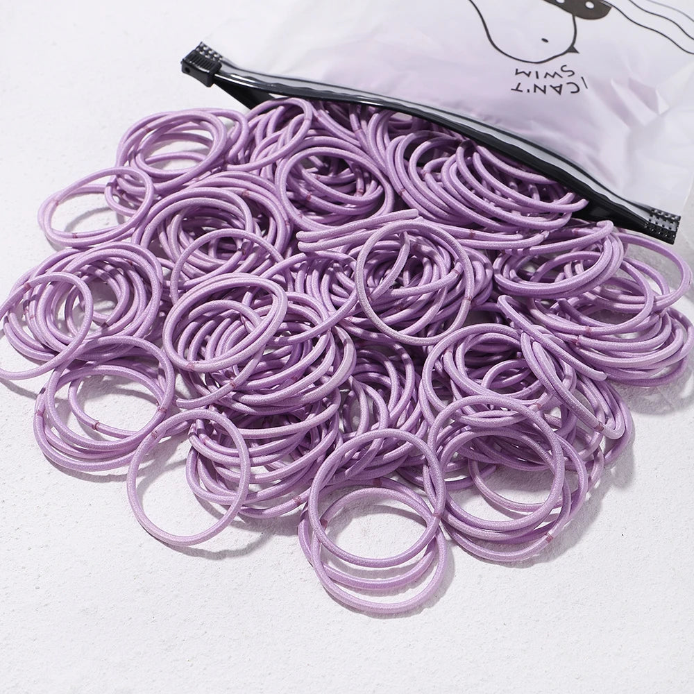 Lot de 50 bandeaux élastiques en caoutchouc pour cheveux, style macaron, très élastiques, durables, pour queue de cheval haute, pour femmes et enfants