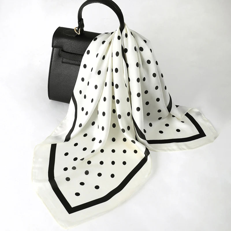 Pañuelo de pelo de lunares para mujer, pañuelo cuadrado de seda para la cabeza, pañuelo de moda, pañuelo para el cuello, pañuelo de verano para mujer