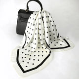 Pañuelo de pelo de lunares para mujer, pañuelo cuadrado de seda para la cabeza, pañuelo de moda, pañuelo para el cuello, pañuelo de verano para mujer