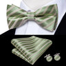 Hi-Tie Nœuds papillon verts de Noël pour hommes Cravate papillon en soie Ensemble de boutons de manchette et mouchoirs pour fête de mariage Nœud papillon uni à carreaux cachemire