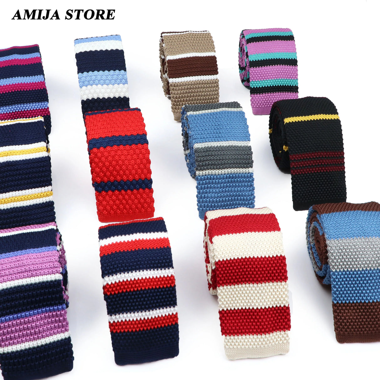 Cravate en tricot pour homme, tendance, fine, rayée, tissée, tricotée, colorée, chaude, design, idée cadeau