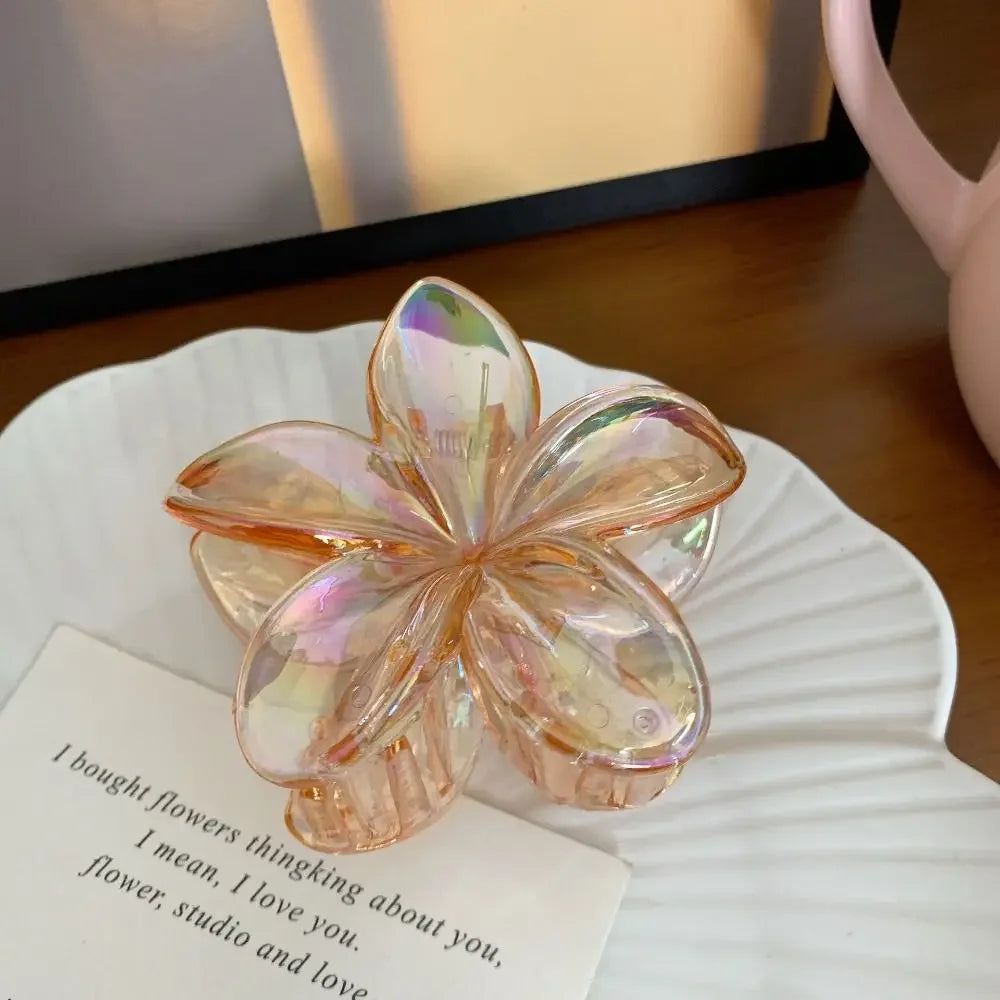 Hairpin Flower Hair Clip Cute Grab Clip Plastic Large Hair Claw Beach Headwear Hair Accessories Transparent Hair Clip Female