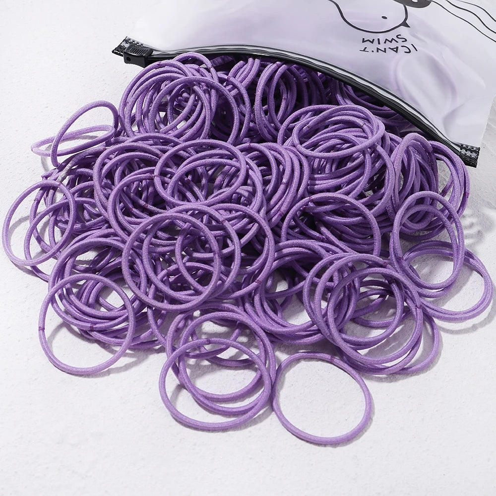 Lot de 50 bandeaux élastiques en caoutchouc pour cheveux, style macaron, très élastiques, durables, pour queue de cheval haute, pour femmes et enfants