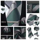 Classic 100% Silk Men's Ties In Gift box 8cm Plaid Dot Striped Business Necktie Handkerchief Cufflinks Wedding Party Tie Set