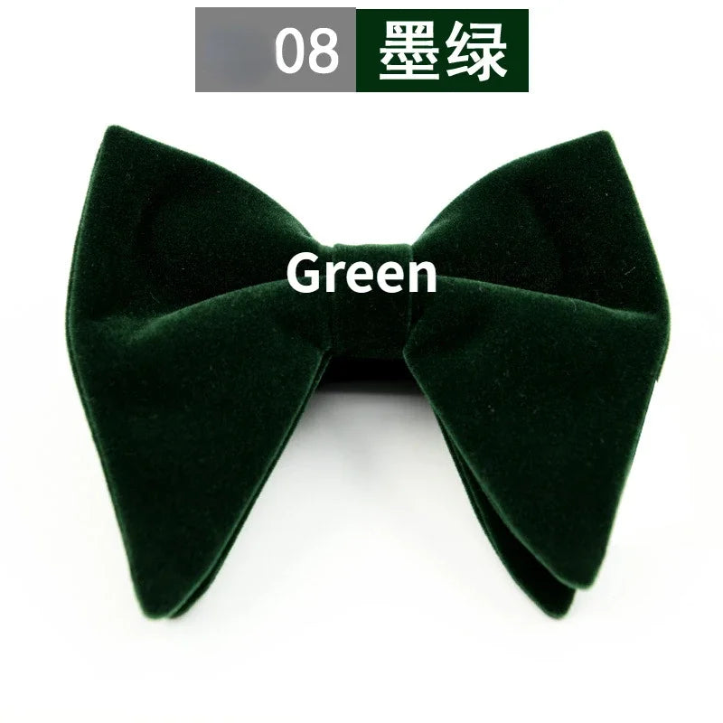 Men's Business Bow Tie Velvet  Royal Blue Burgundy Double Deck Big Bowtie Fashion New Mens Wedding Horns Bowties Gifts for Men