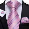 Hi-Tie Cravate de mariage en soie pour homme, motif cachemire, couleur unie, rose, corail, design tendance, qualité, mouchoir, bouton de manchette, fête d'affaires