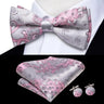 Hi-Tie Nœud papillon rayé noir et rouge pour homme, mouchoir, boutons de manchette, en soie pré-nouée, pour soirée d'affaires masculine, vente en gros
