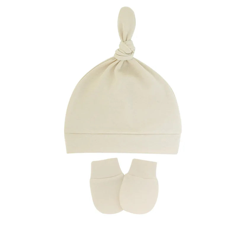 Bonnet pour nouveau-né avec gants, bonnet chaud en coton pour enfants, accessoires pour enfants, bonnet de nuit pour bébés de 0 à 6 mois, automne et hiver