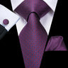 Hi-Tie – Cravate de mariage en soie violette unie à motif cachemire pour homme, ensemble de qualité avec boutons de manchette et mouchoir, cadeau tendance, livraison directe