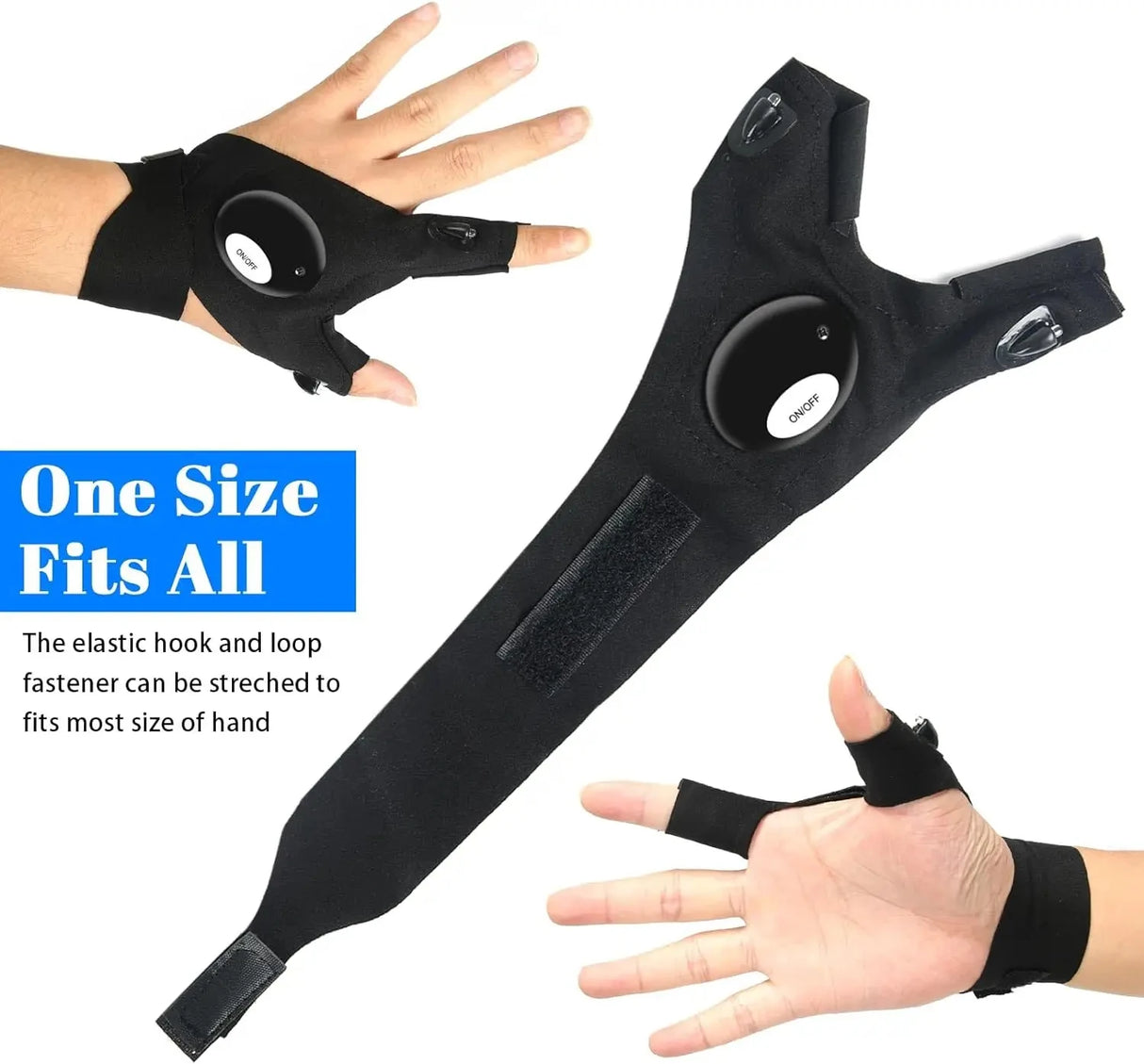 Guantes de caza al aire libre con iluminación luminosa de medio dedo y luces para conducción nocturna, mantenimiento de vehículos de caza, guantes de iluminación