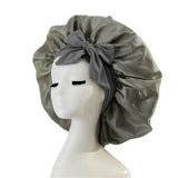 Bonnet de nuit en satin pour femme, large bande solide, extensible, avec nœud, bonnet soyeux, bonnet de nuit, soins capillaires, couvre-tête de douche