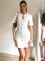 Robe courte élégante en tricot Trendix pour femme, coupe slim, taille haute, manches courtes, côtelée, idéale pour les vacances