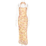 Suninheart Elegant 2 Pieces Dress Set with Scarf Women Fashion Matching Sets Sexy Cropped Top and Long Dress Set Casual Dress