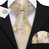 Ensemble élégant de cravates et boutons de manchette en soie à fleurs multiples pour homme, cravate jacquard à fleurs pour mariage, entreprise, fête, événement, Barry.Wang