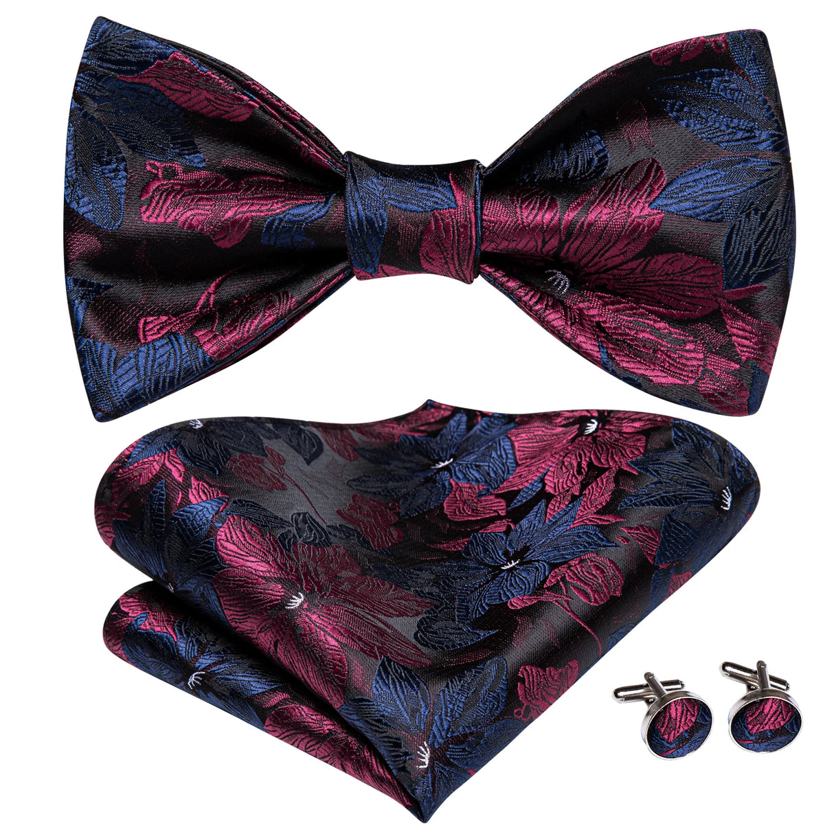 Dropshipping Jacquard Silk Mens Self Bow Tie Hanky Cufflinks Set Male Butterfly Knot Bowtie Wholesale for Male Wedding Business