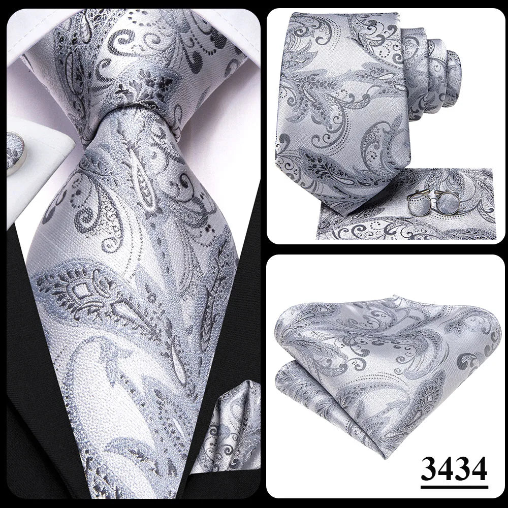 Hi-Tie Cravate de mariage en soie pour homme, motif cachemire, couleur unie, rose, corail, design tendance, qualité, mouchoir, bouton de manchette, fête d'affaires