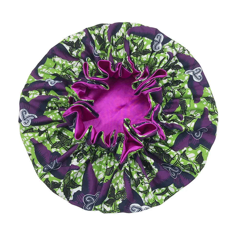 Bonnet de nuit double épaisseur en satin soyeux pour femme, grand bonnet réversible doublé de satin, couvre-chef pour la nuit, accessoires pour cheveux