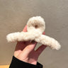 New Winter Faux Fur Hair Claw for Women Elegant Acrylic Crab Barrette Hairpin Girl-Hair Furry Headwear Hair Claw Clip