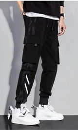 Pantalon cargo classique décontracté pour homme, style streetwear, avec rubans, style jogging, coupe slim, multi-poches, pour femme, J5