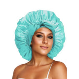 Bonnet de nuit en satin pour femme, large bande solide, extensible, avec nœud, bonnet soyeux, bonnet de nuit, soins capillaires, couvre-tête de douche