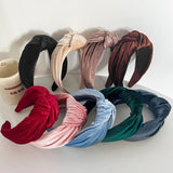 PROLY New Fashion Hairband For Women Solid Color Wide Side Headband Warm Canary Velvet Turban Winter Hair Accessories Wholesale