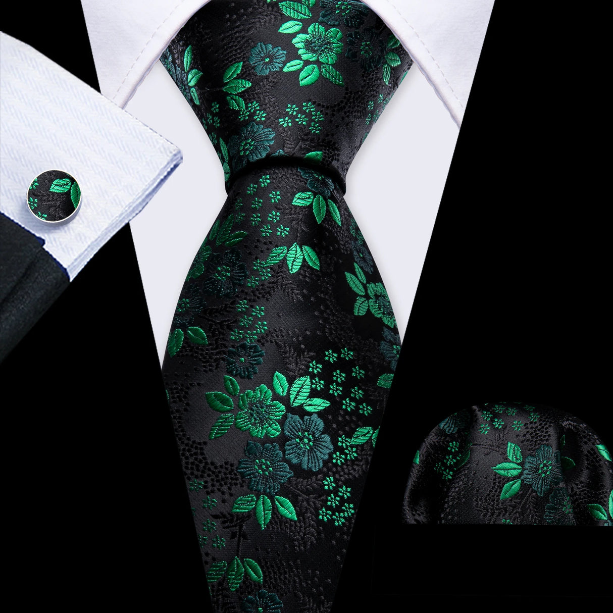 Ensemble élégant de cravates et boutons de manchette en soie à fleurs multiples pour homme, cravate jacquard à fleurs pour mariage, entreprise, fête, événement, Barry.Wang