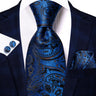 Hi-Tie – Cravate de mariage en soie violette unie à motif cachemire pour homme, ensemble de qualité avec boutons de manchette et mouchoir, cadeau tendance, livraison directe