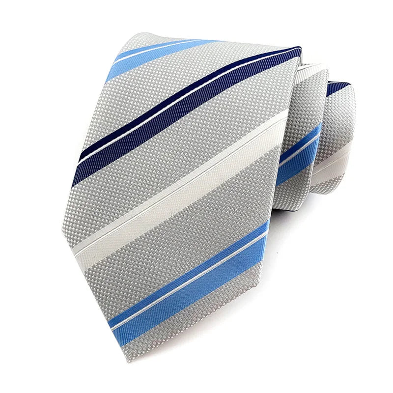 Cravate pour homme 8 cm, motif rayé, jacquard tissé, cravate Ascot, pour homme, pour fête de mariage