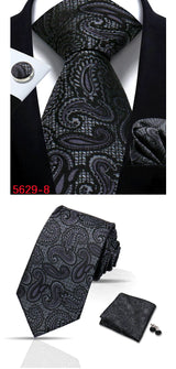 Cravate homme Paisley Jacquard tissé 8 cm formelle affaires mariage cravate poche carré ensemble costume cravate haute qualité fait main Gravata