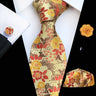 Ensemble de cravates en soie rose floral pour hommes, ensemble de cravates de fête de mariage, mouchoir, broche, boutons de manchette, accessoires pour hommes de haute qualité Gravata