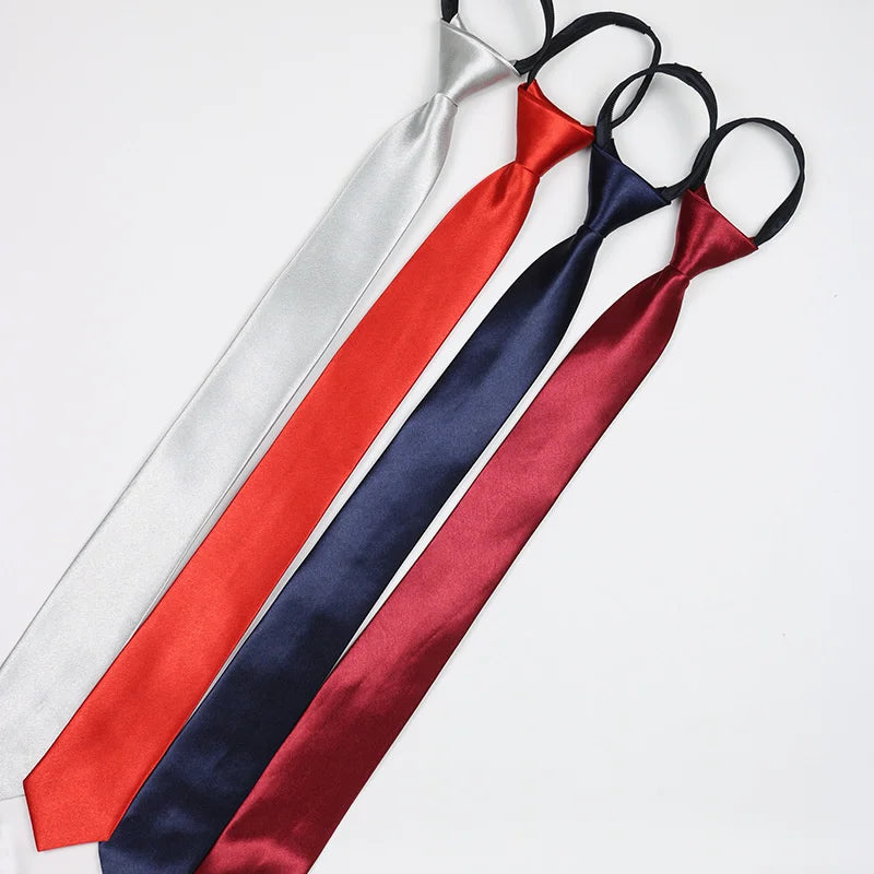 Cravate classique noire 8 cm, imitation soie, unie, pour homme, fermeture éclair, bleu et rouge, étroite, 5 cm, cadeau