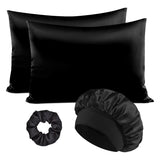 Luxury 4PCS/LOT 2 Pillowcase Hair Scrunchie Night Hat Set Fashion Imitation Silk Satin Pillowcase Sleep Set tool Silkly Cap