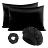 Luxury 4PCS/LOT 2 Pillowcase Hair Scrunchie Night Hat Set Fashion Imitation Silk Satin Pillowcase Sleep Set tool Silkly Cap