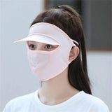 Summer Sunscreen Ice Silk Mask UV Protection Face Cover Sunscreen Veil Face With Brim Outdoor Cycling Sun Protection Hats Caps