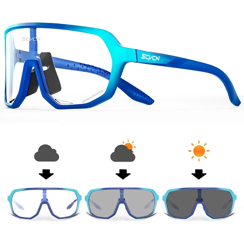 SCVCN New Riding Cycling Sunglasses Outdoor Sports Running Goggles Men's Mtb Bicycle Glasses Women Cycling Eyewear 1 Lens