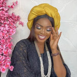 Big Size Width Braid Head Band African Raw Silk Turban Cap for Women Nigeria Wedding Party Headpiece Female Headband