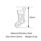 5Pcs Xmas Tree/Candy Cane/Snowman/Santa Claus Charm Stainless Steel Boots Christmas Pendant DIY Necklace Bracelet Jewelry Making