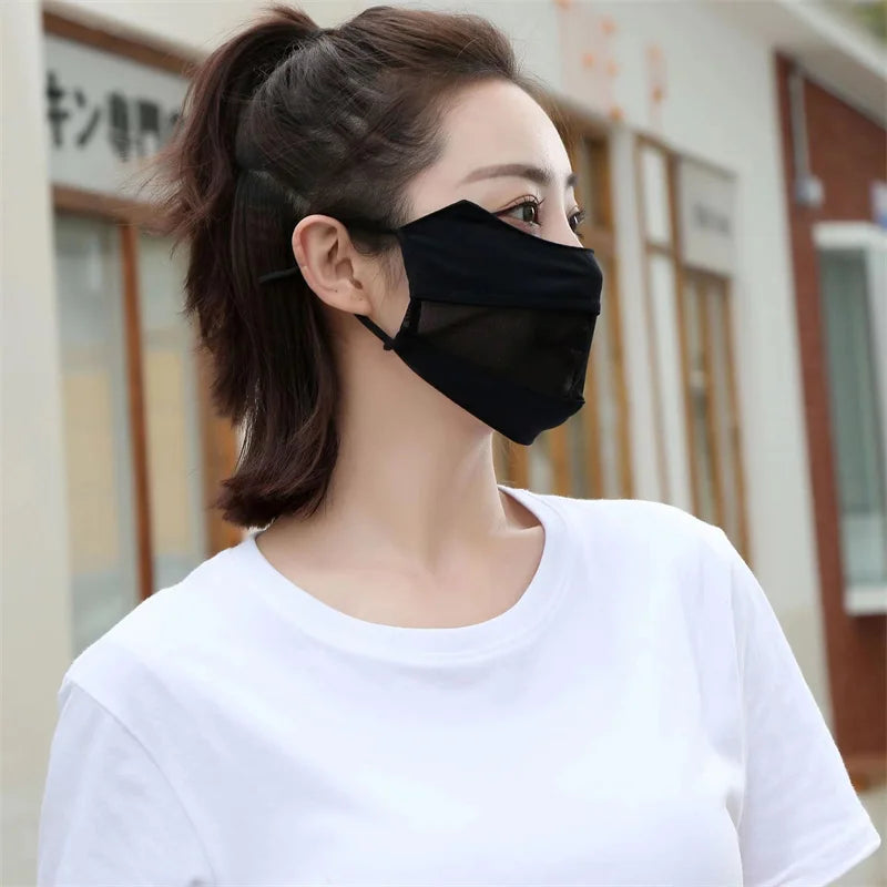 Masque de protection solaire sans trace pour femmes, en soie glacée, anti-ultraviolet, respirant, fin, tendance, été, 2024