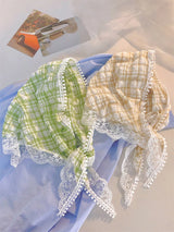 1 foulard triangulaire en dentelle rétro des années 1950, foulard brodé en dentelle, bandana floral au crochet pour femmes et filles