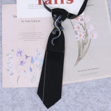 Cravate en ruban noir faite à la main, bijoux en strass cristal, chemises blanches pour hommes, étudiantes, garçons, col, cravates, uniformes, femmes