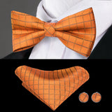 Hi-Tie Marque Soie Pré-noué Homme Nœud Papillon Mouchoir Boutons de Manchette Ensemble Nœud Papillon pour Homme Jacquard Solide Cachemire Floral Mariage Cadeau d'Affaires