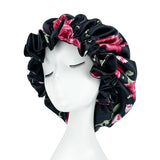 Bonnet de nuit double épaisseur en satin soyeux pour femme, grand bonnet réversible doublé de satin, couvre-chef pour la nuit, accessoires pour cheveux