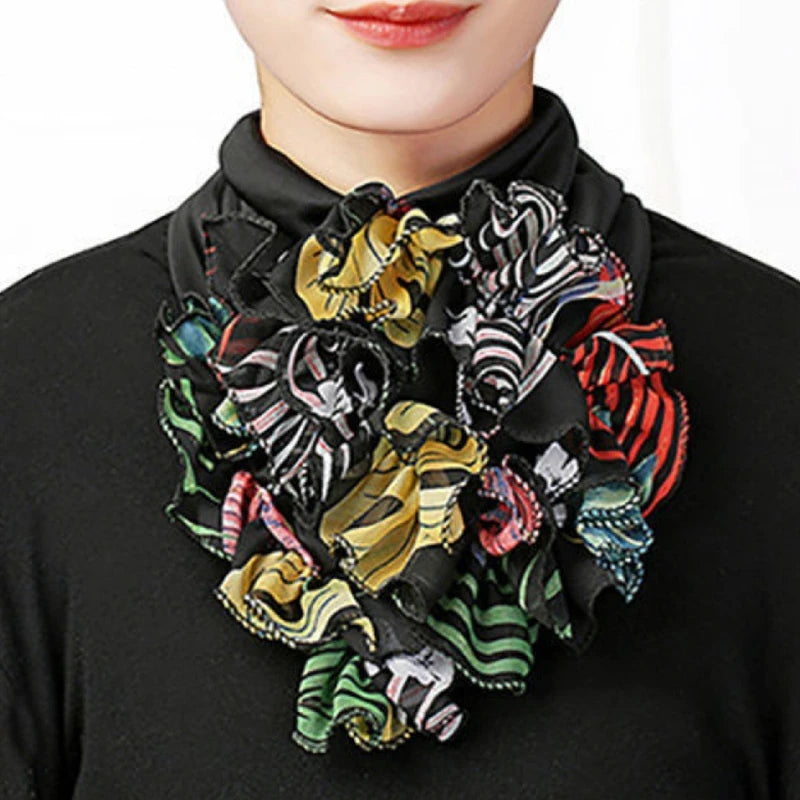 Koreanischer Chiffon-Halsschutz mit Blumenmuster, falscher Kragen, Sicherungsschal, Sommer, Frauen, Eisseide, Schutz der Halswirbelsäule, elastisches Lätzchen, Kopfhals
