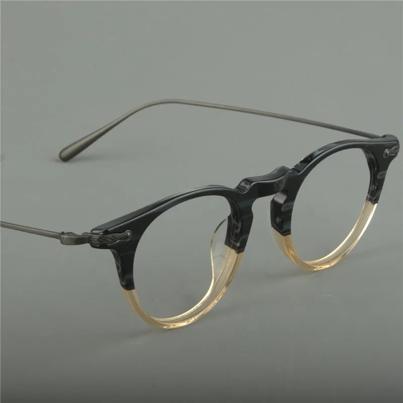 Japanese fashion eyeglass frame with circular frames made of pure titanium for both men and women