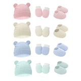 Conjunto de 2 o 3 gorros para bebé de primavera y otoño con forma de oreja, guantes y calcetines, gorros para recién nacidos, accesorios de fotografía informales, gorro de dormir a la moda.