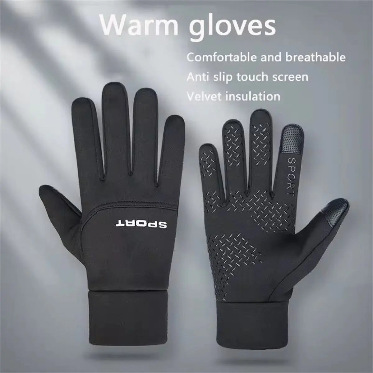 Gants d'extérieur coupe-vent et imperméables pour écran tactile, pouce et index, gants chauds pour la course à pied et le cyclisme