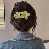4Pcs Flower Hair Clips Fashion Matte Black Floral Hairpins Hair Claw Clips Non-Slip Hair Clamps Grab Elegant Hair Accessories