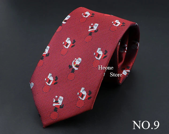 Classic Red Blue Christmas Tie For Men Father Festival Gift Santa Claus Snowman Tree Snowflake Elk Necktie Skinny 7cm Accessory