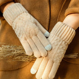 Gants d'hiver chauds pour écran tactile pour femmes et hommes, mitaines chaudes en tricot extensible, gants en laine à doigts complets, gants de cyclisme au crochet pour femmes